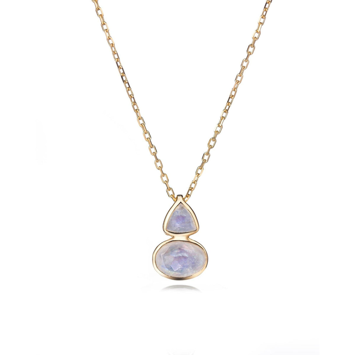 Malaika Rainbow Moonstone Trillion and Oval Cut Necklace