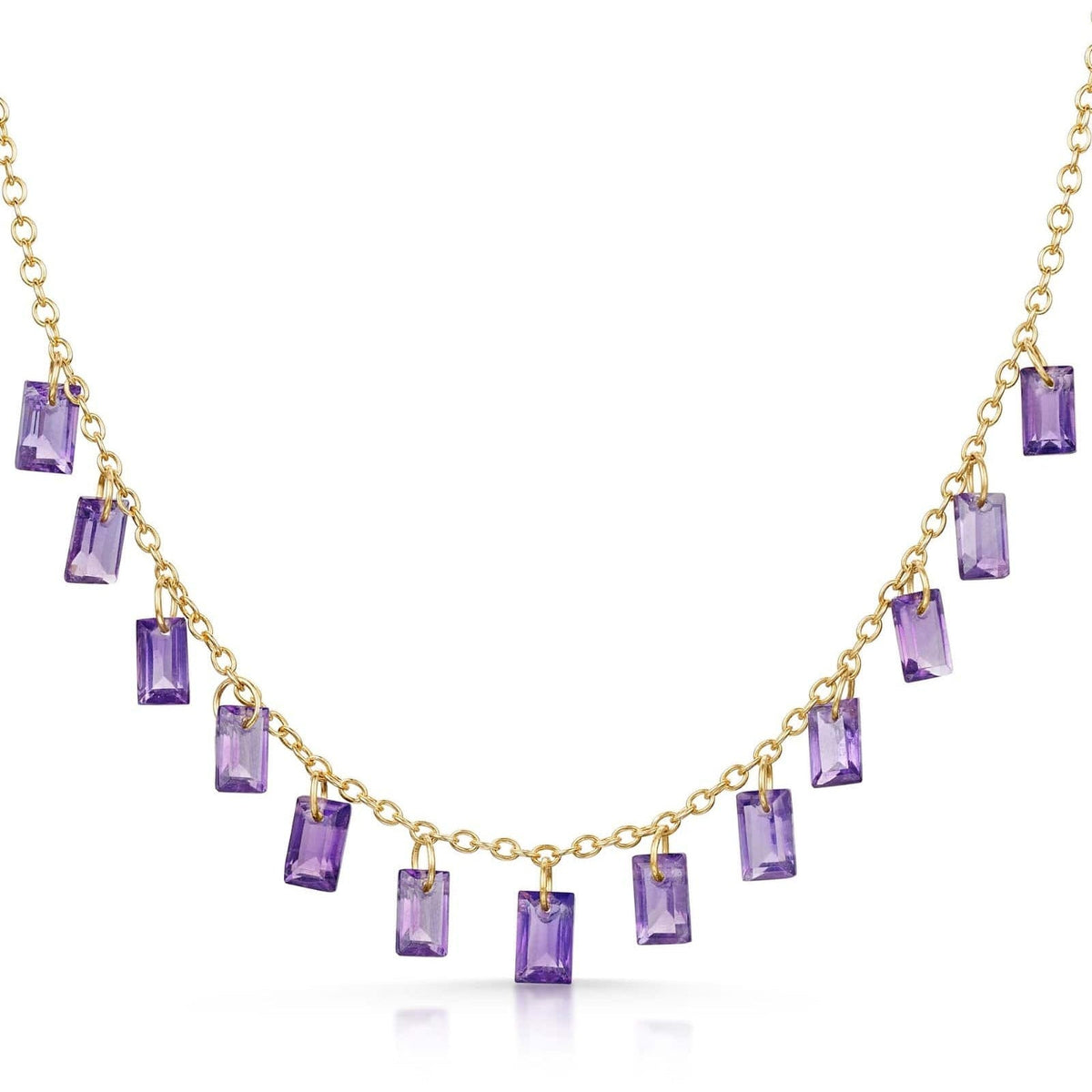 Baguette Charms Amethyst Necklace