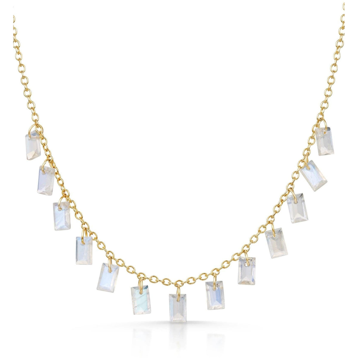 Baguette Charms Rainbow Moonstone Necklace