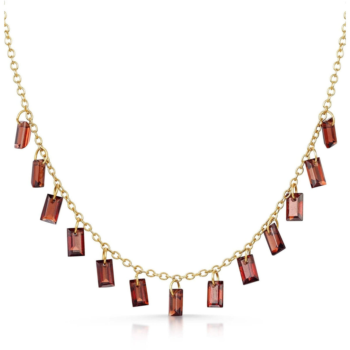 Baguette Charms Garnet Necklace