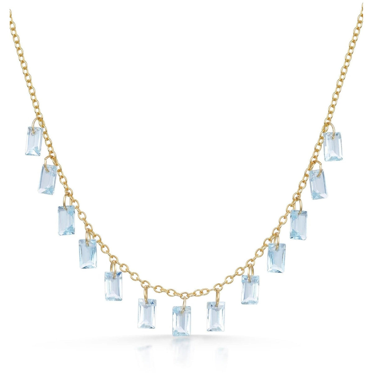 Baguette Charms Sky Blue Topaz Necklace