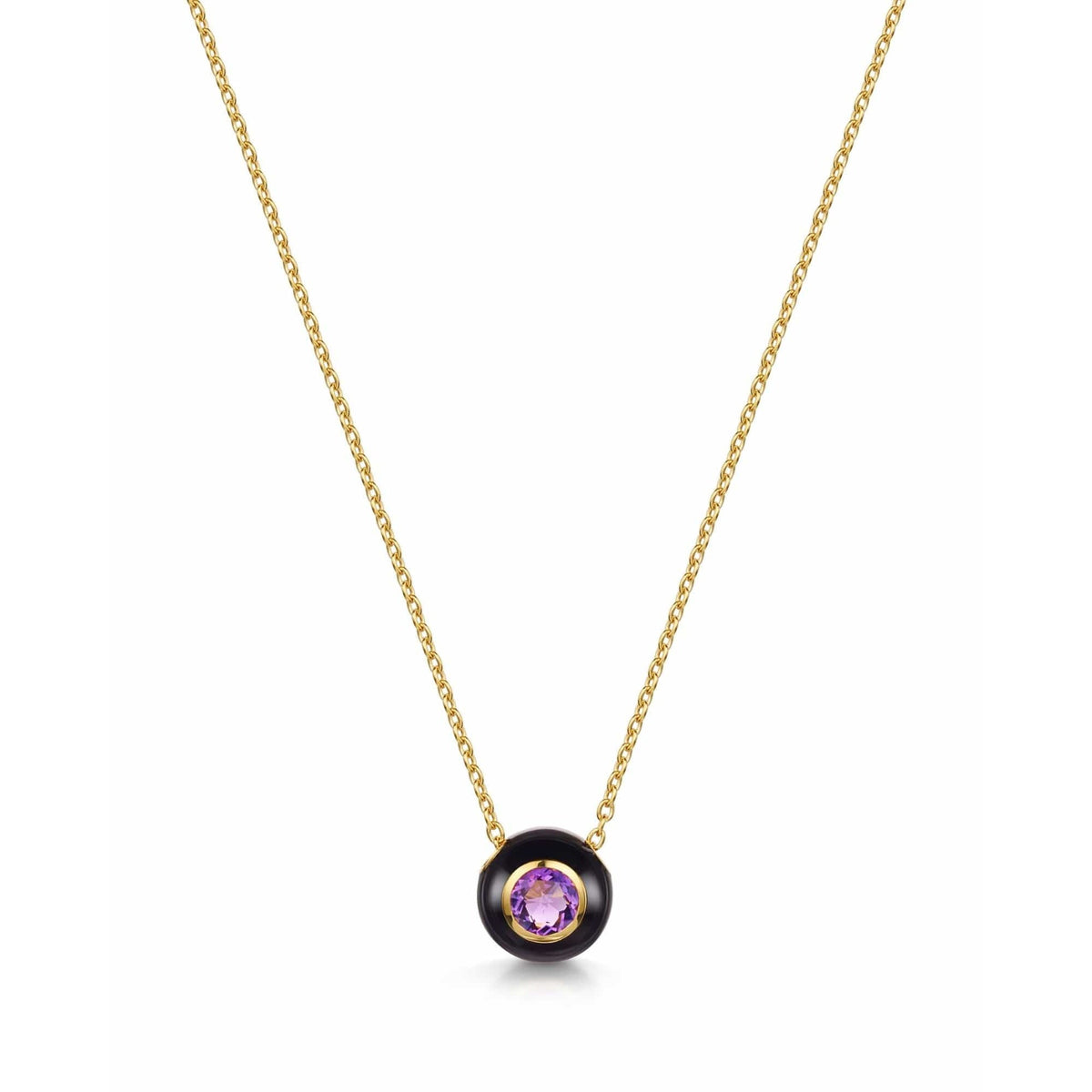 Black Enamel Rose Cut Amethyst Necklace