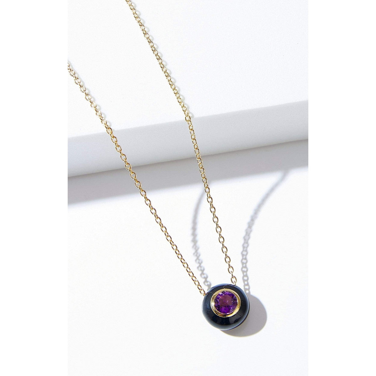 Black Enamel Rose Cut Amethyst Necklace