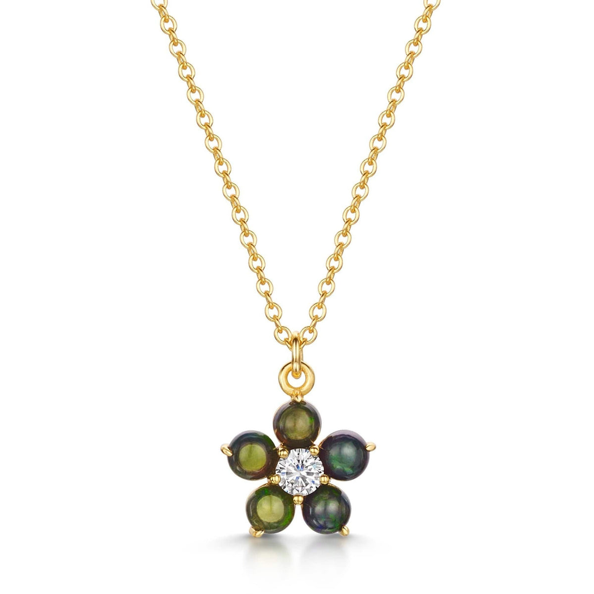 Black Opal Daisy Necklace