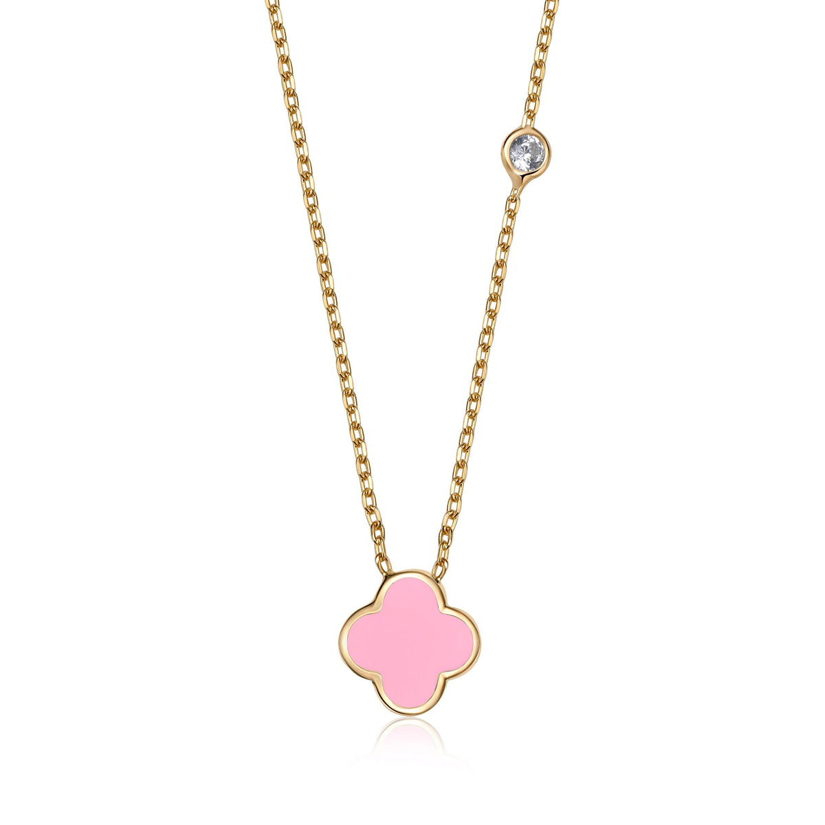 Clover Leaf Necklace- Barbie Pink