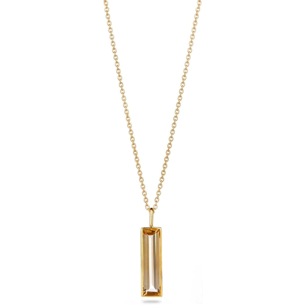 Elongated Baguette Citrine Necklace
