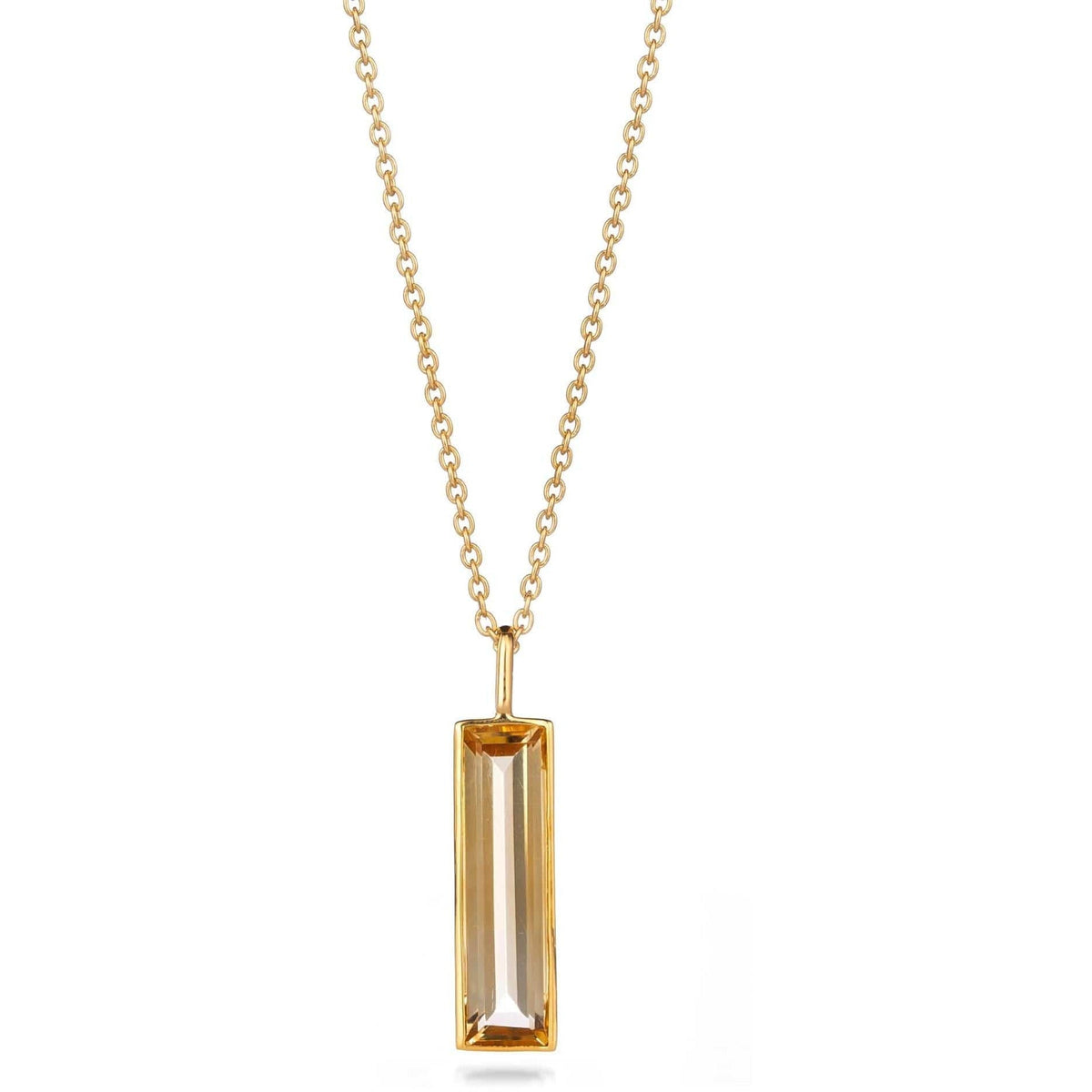 Elongated Baguette Citrine Necklace