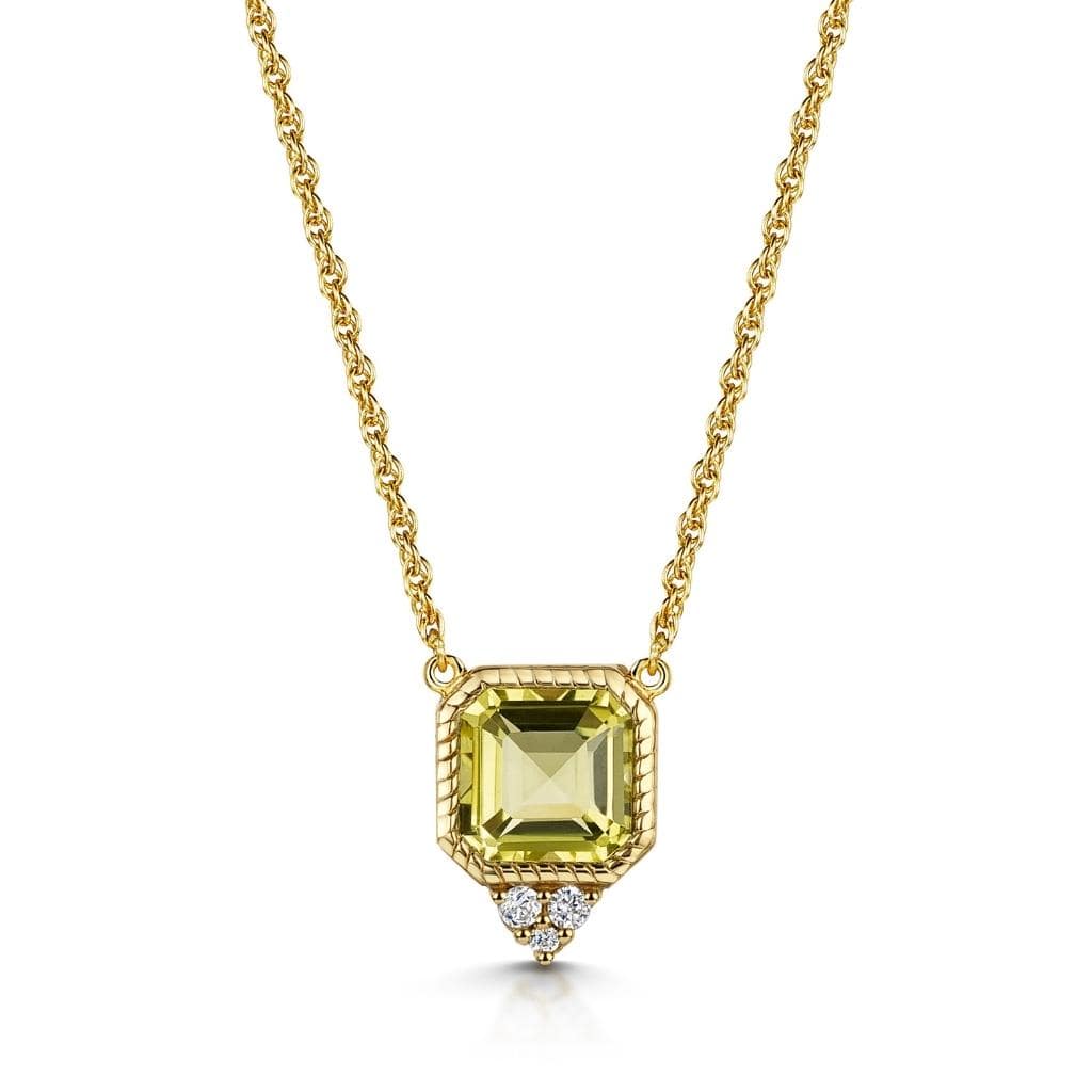 Lemon Quartz Asscher Cut Necklace