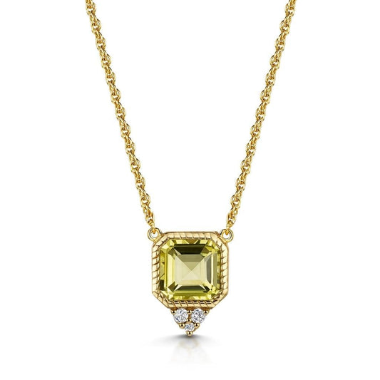 Lemon Quartz Asscher Cut Necklace