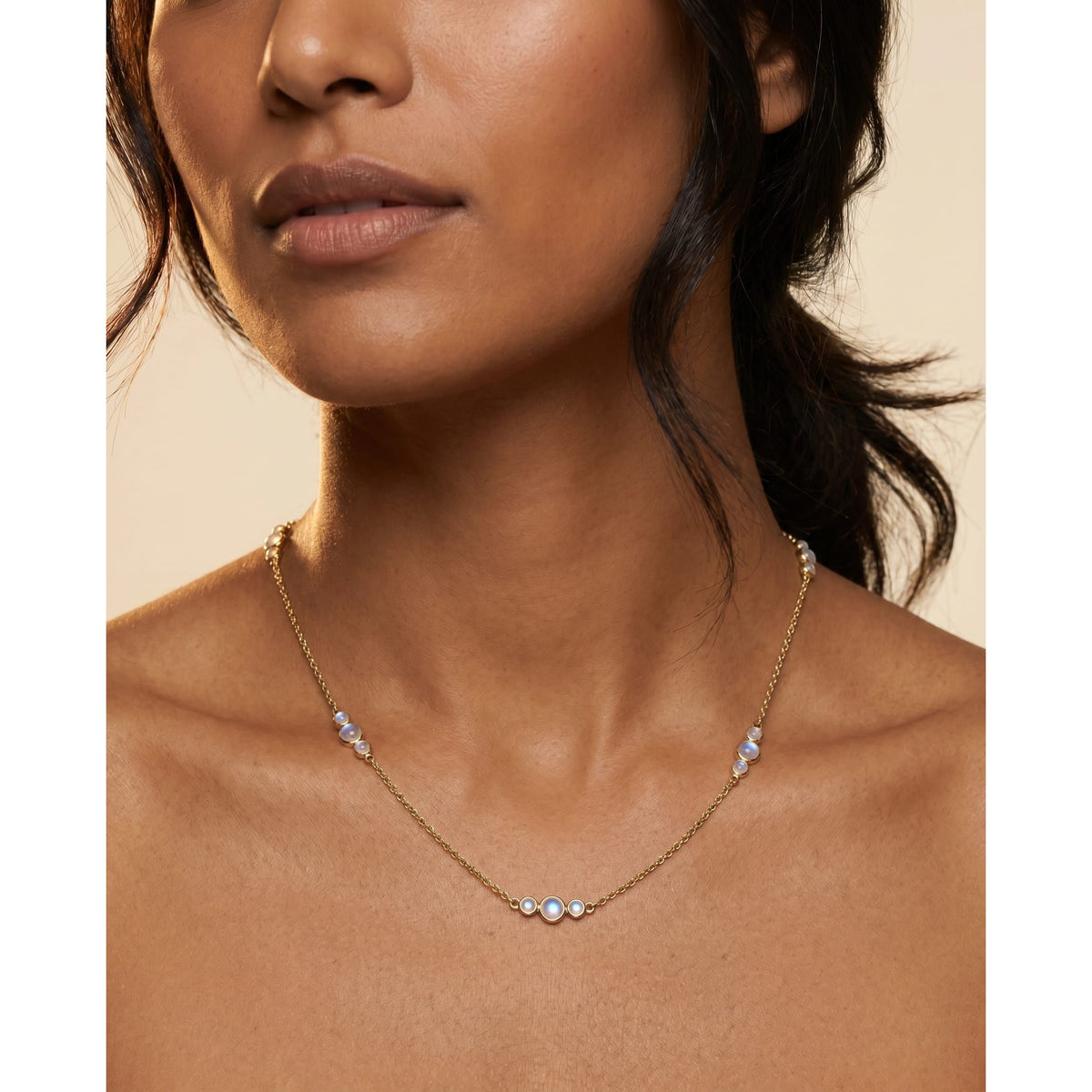 Malaika Rainbow Moonstone Bubbles Necklace