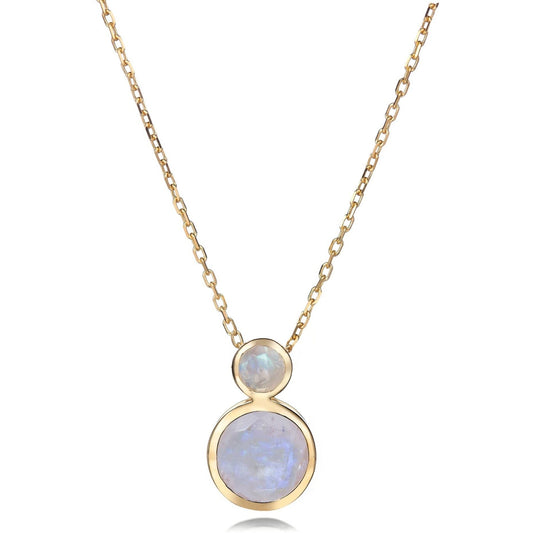 Malaika Rainbow Moonstone Double Round Nekclace