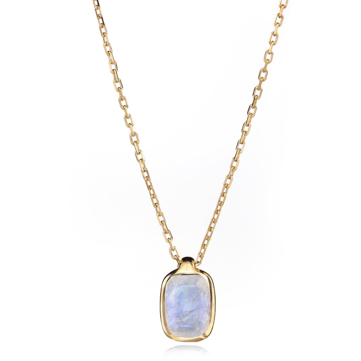 Malaika Rainbow Moonstone Elongated Cushion Cut Necklace
