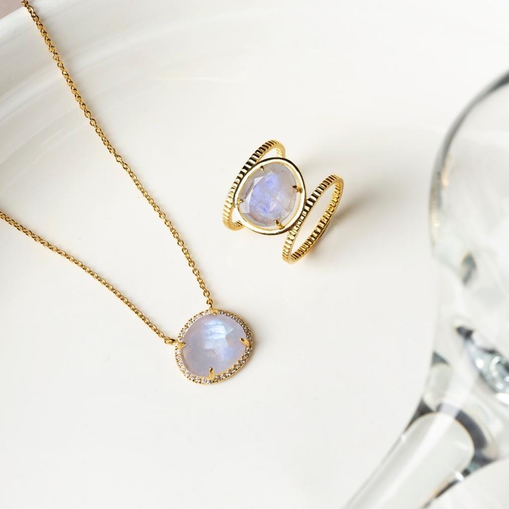 Malaika Rainbow Moonstone Island Necklace