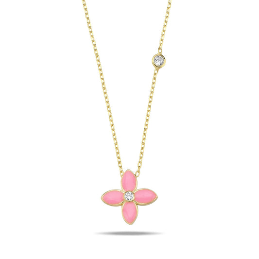 Moroccan Flower Necklace- Barbie Pink