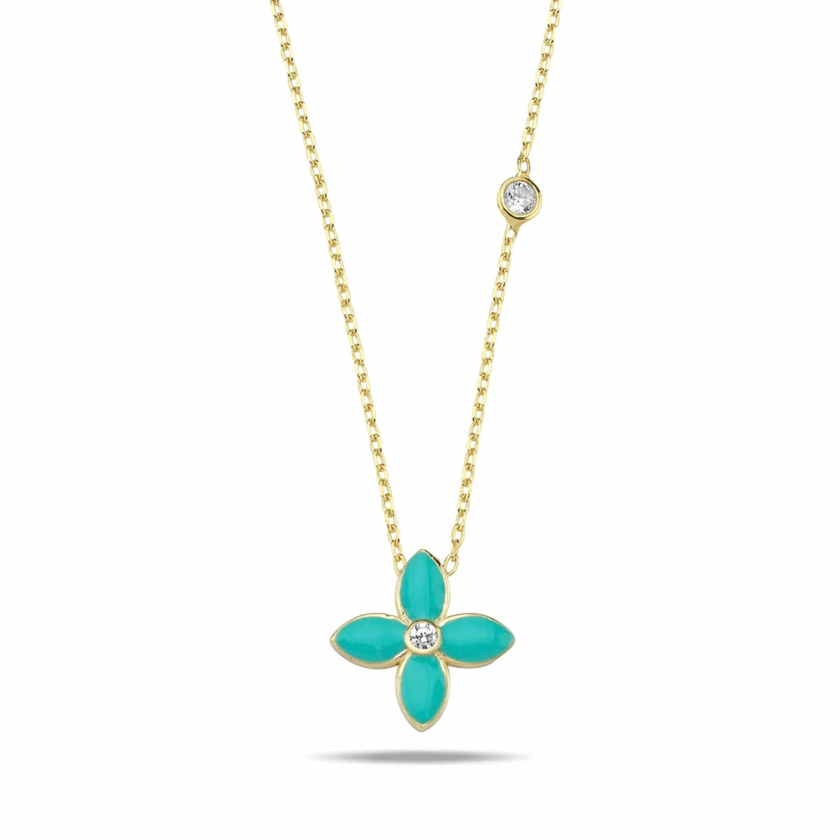 Moroccan Flower Necklace- Caribbean Blue