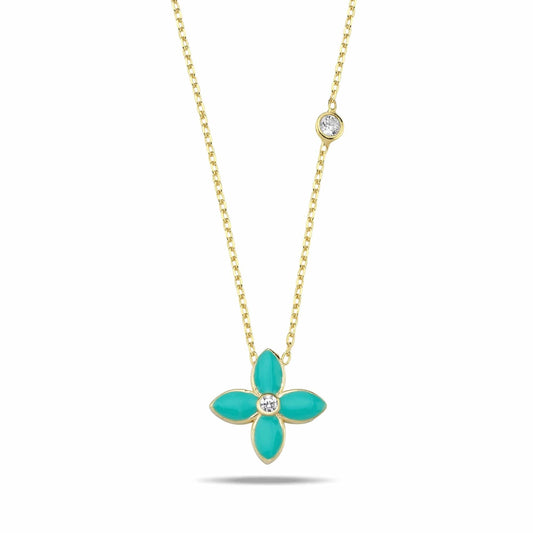 Moroccan Flower Necklace- Caribbean Blue