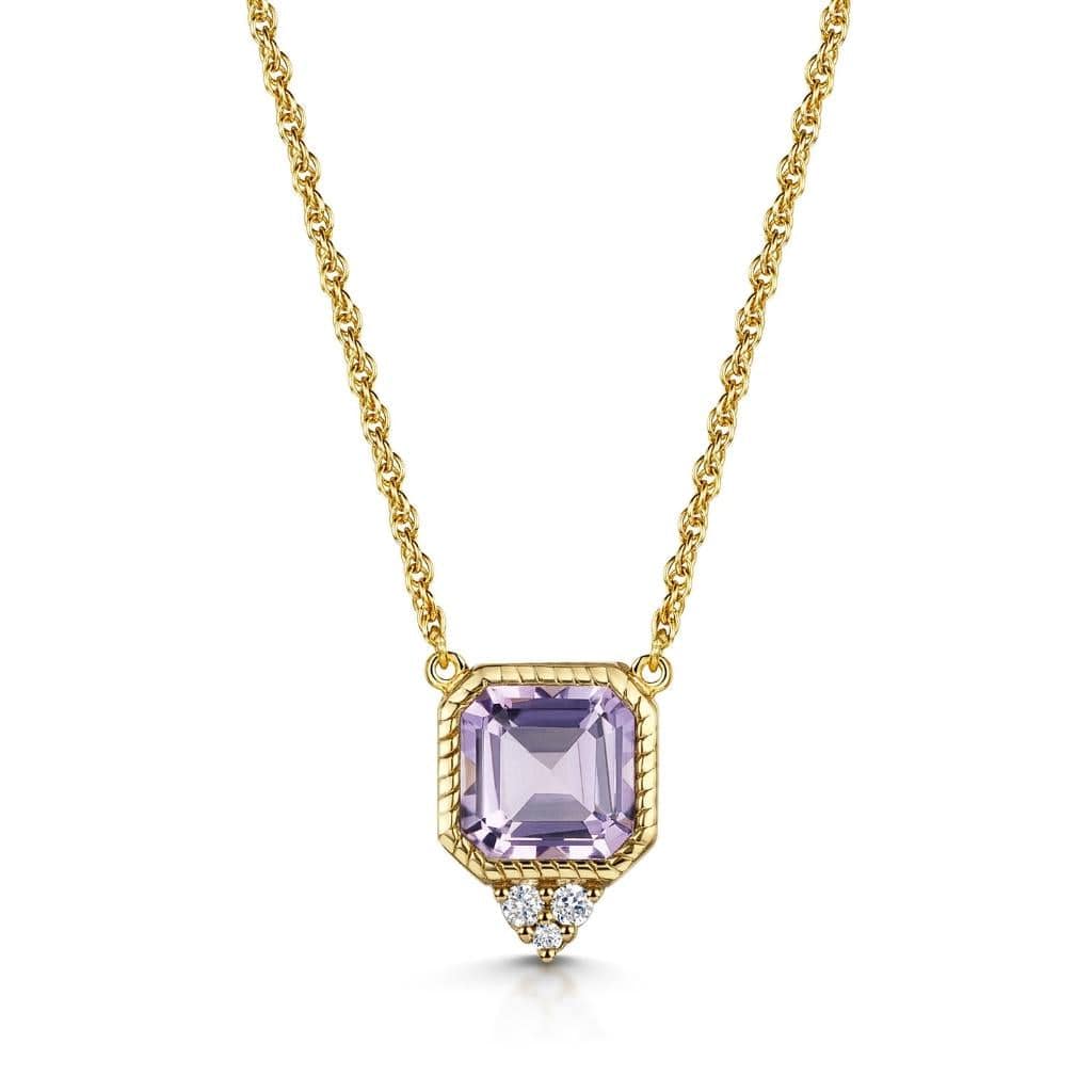 Pink Amethyst Asscher Cut Necklace
