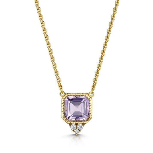 Pink Amethyst Asscher Cut Necklace