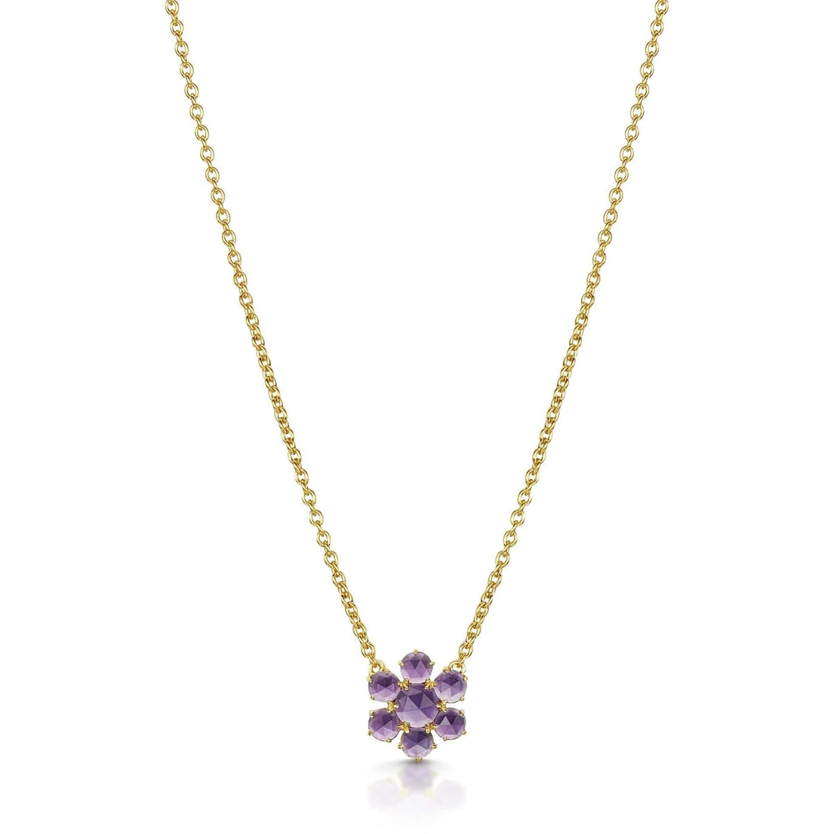 Precious Flower Rose Cut African Amethyst Necklace