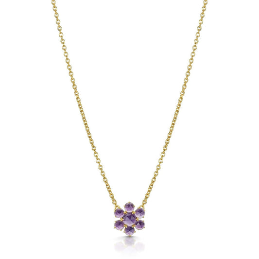 Precious Flower Rose Cut African Amethyst Necklace