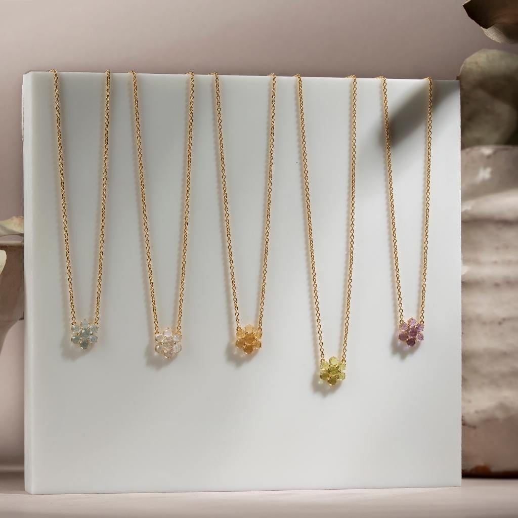 Precious Flower Rose Cut Citrine Necklace