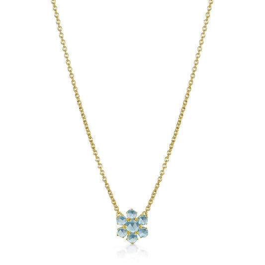 Precious Flower Rose Cut Sky Blue Topaz Necklace