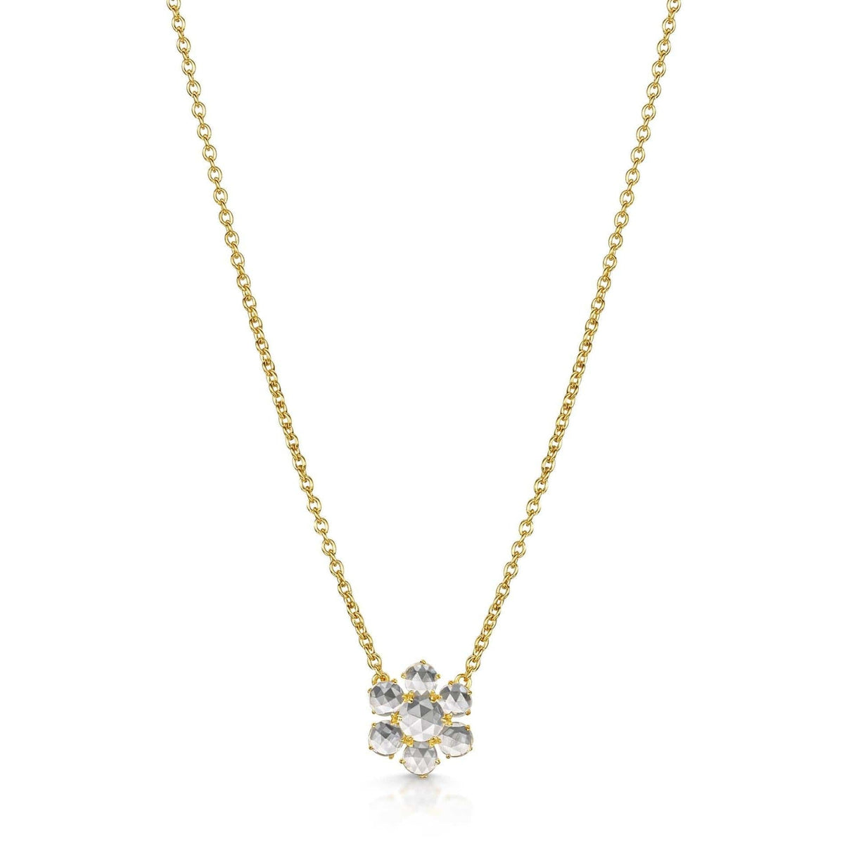Precious Flower Rose Cut White Topaz Necklace