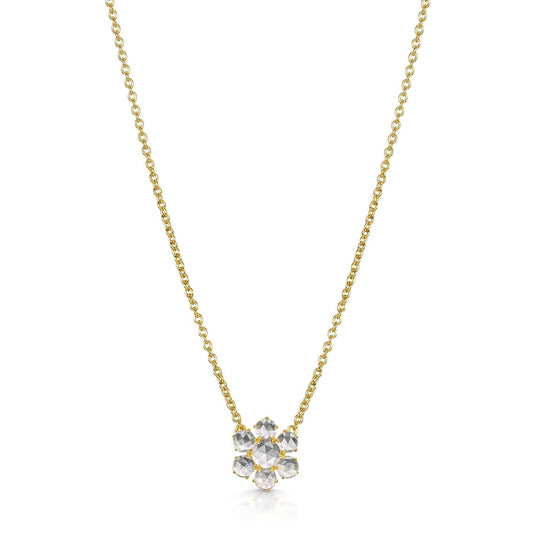 Precious Flower Rose Cut White Topaz Necklace