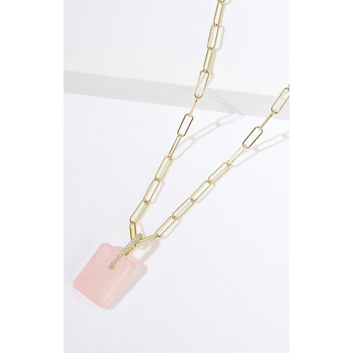Rose Quartz Slab Necklace