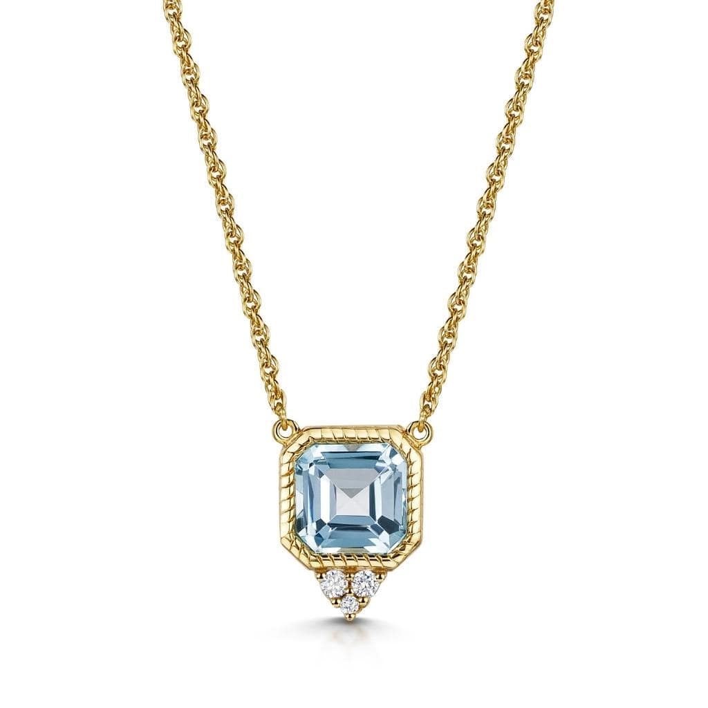 Sky Blue Topaz Asscher Cut Necklace