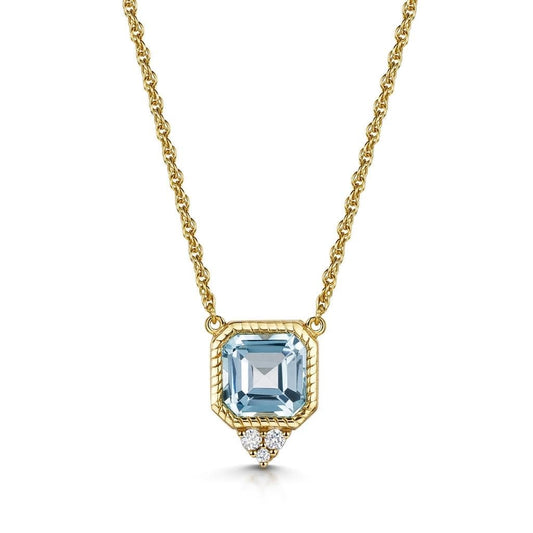 Sky Blue Topaz Asscher Cut Necklace