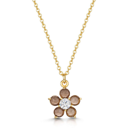 Smoky Quartz Daisy Necklace