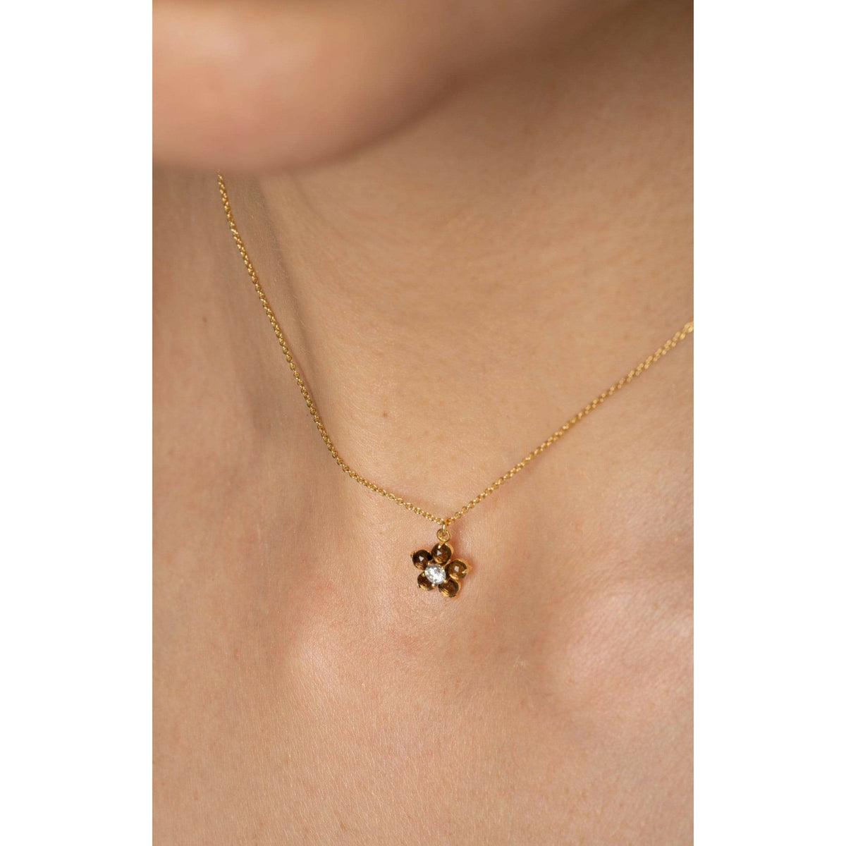 Smoky Quartz Daisy Necklace