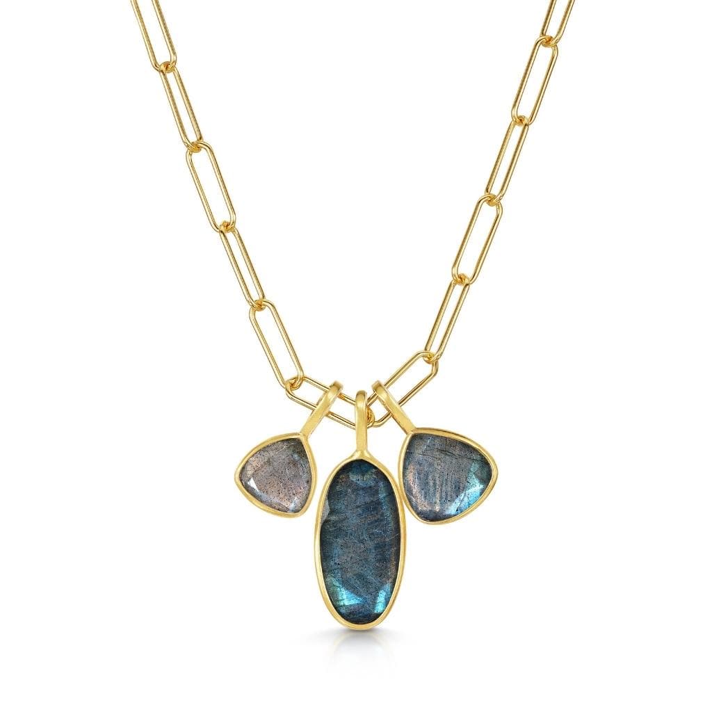 Triple Charm Organic Labradorite Necklace