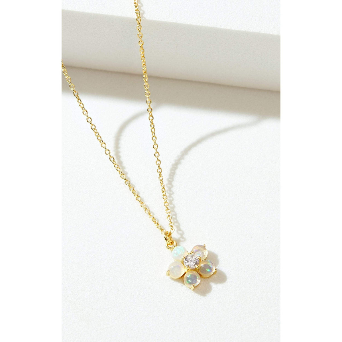 White Opal Daisy Necklace