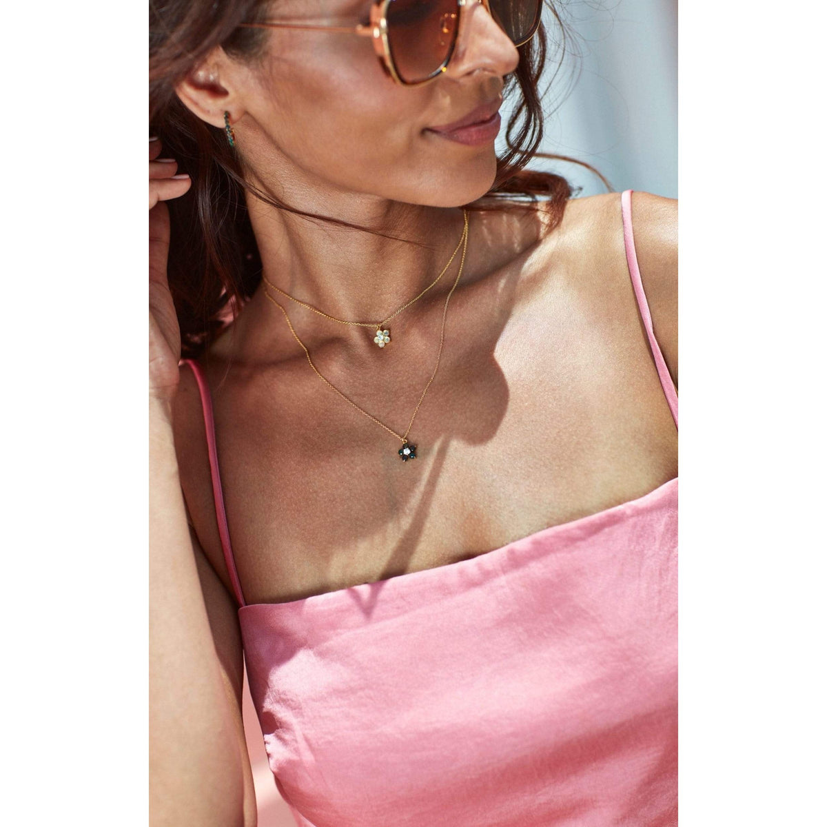 White Opal Daisy Necklace