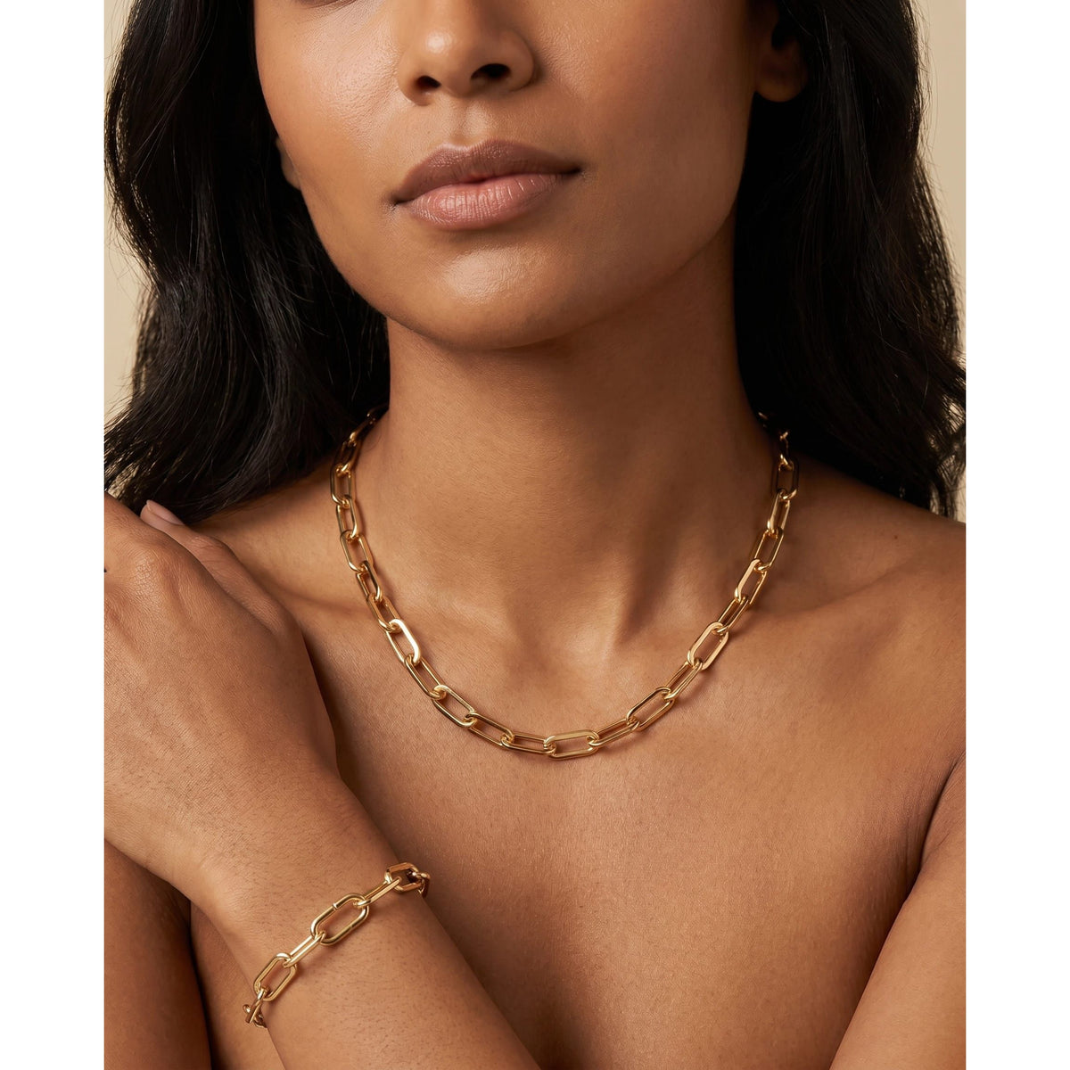 Paper Clip Necklace and Bracelet Set
