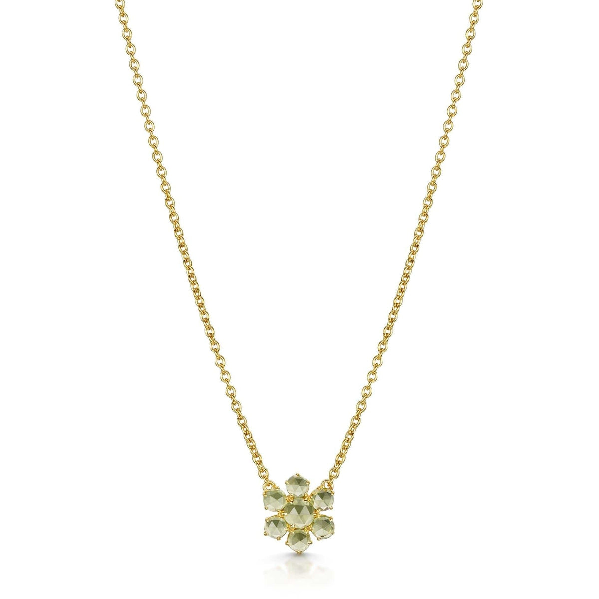 Precious Flower Rose Cut Peridot Necklace
