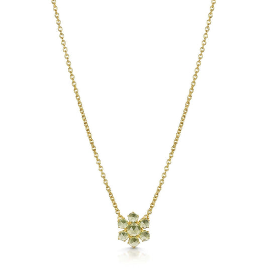 Precious Flower Rose Cut Peridot Necklace