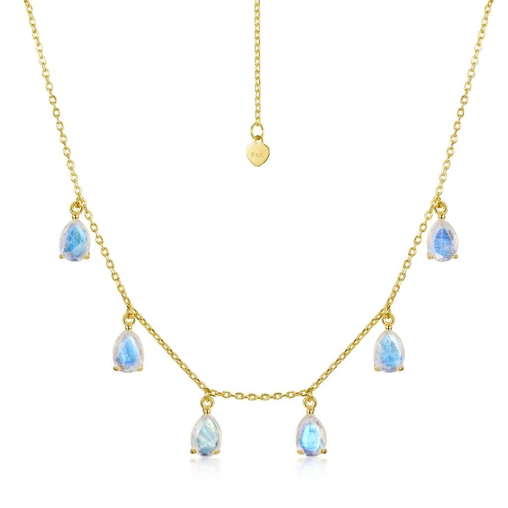 Rainbow Moonstone Raindrop Necklace