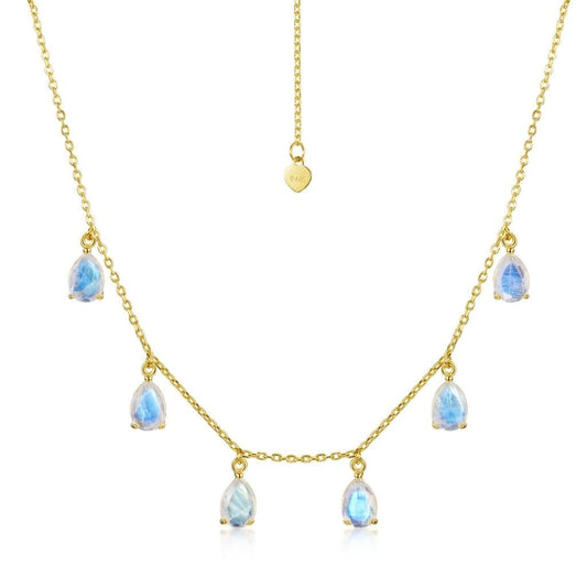 Rainbow Moonstone Raindrop Necklace