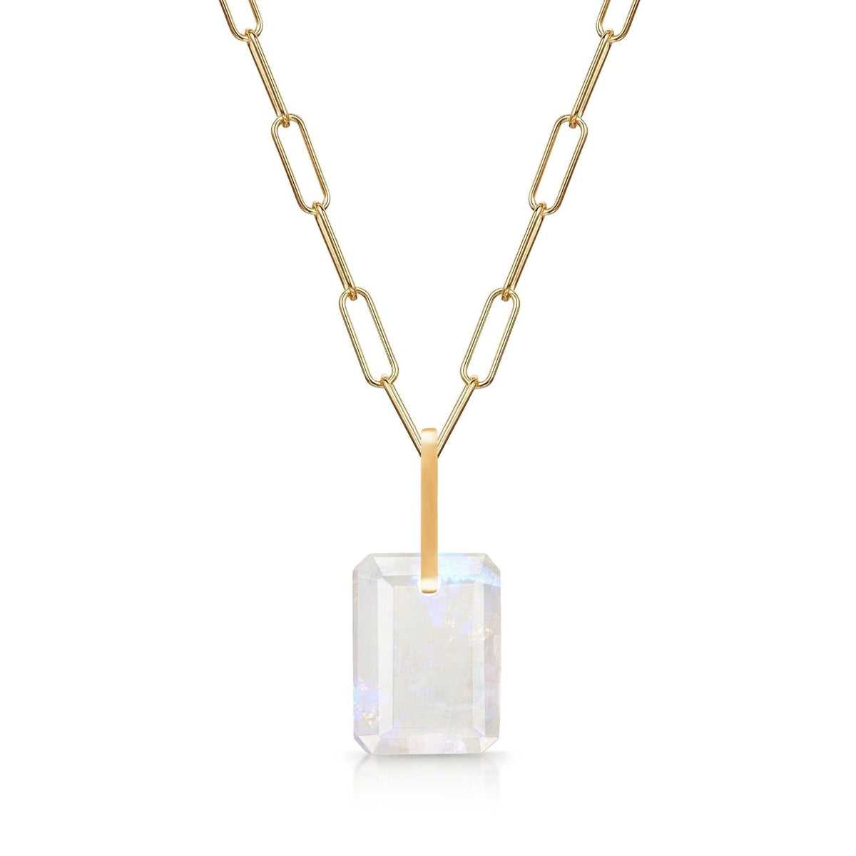 Rainbow Moonstone Slab Necklace