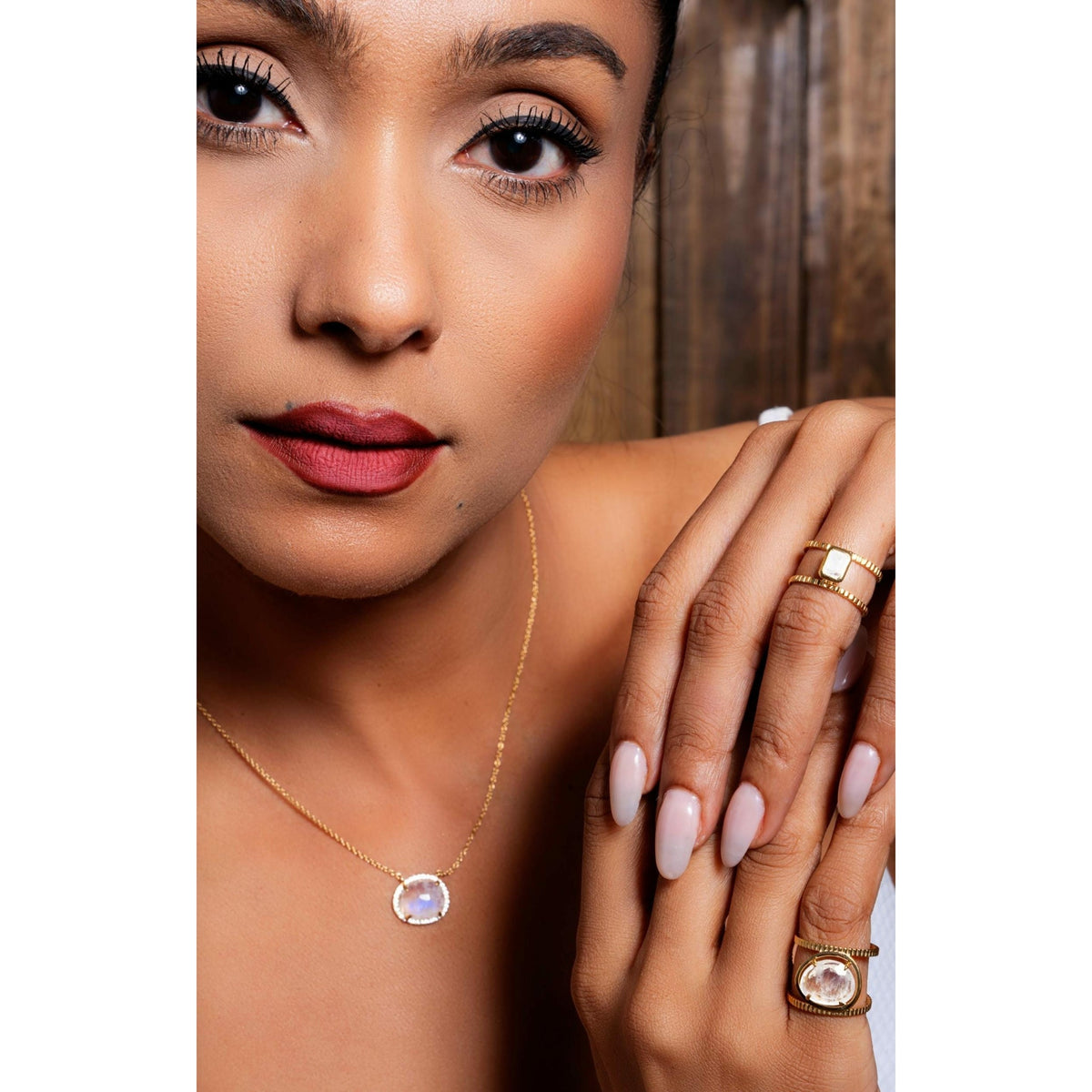 Malaika Rainbow Moonstone Island Ring