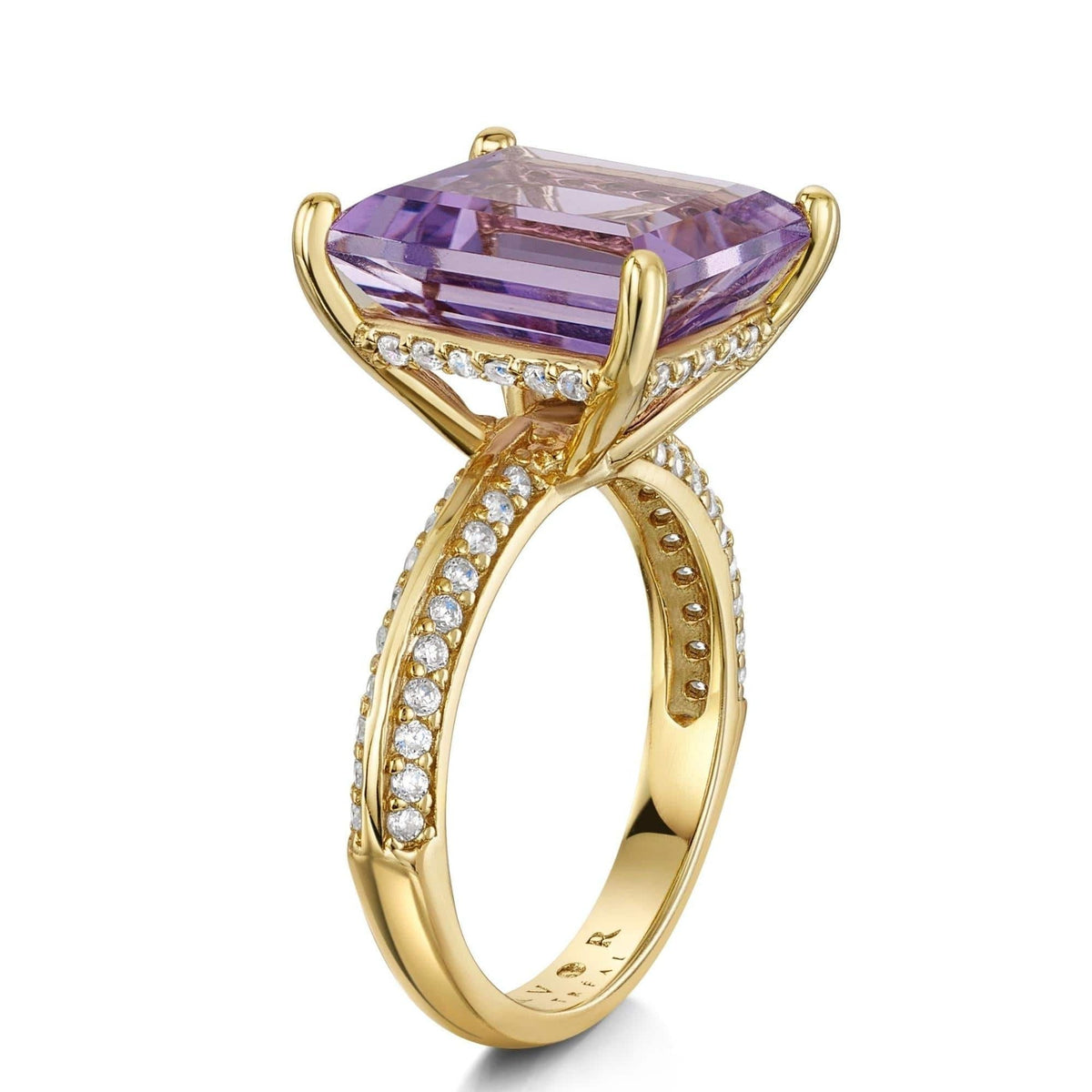Pink Amethyst Emerald Cut Cocktail Ring