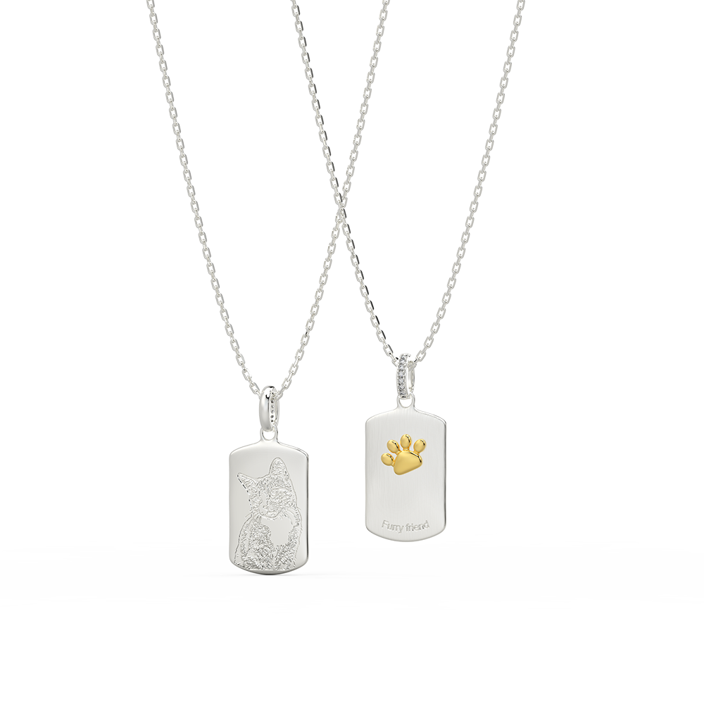 Double-Sided Custom Paw Squircle Necklace AW24N005S