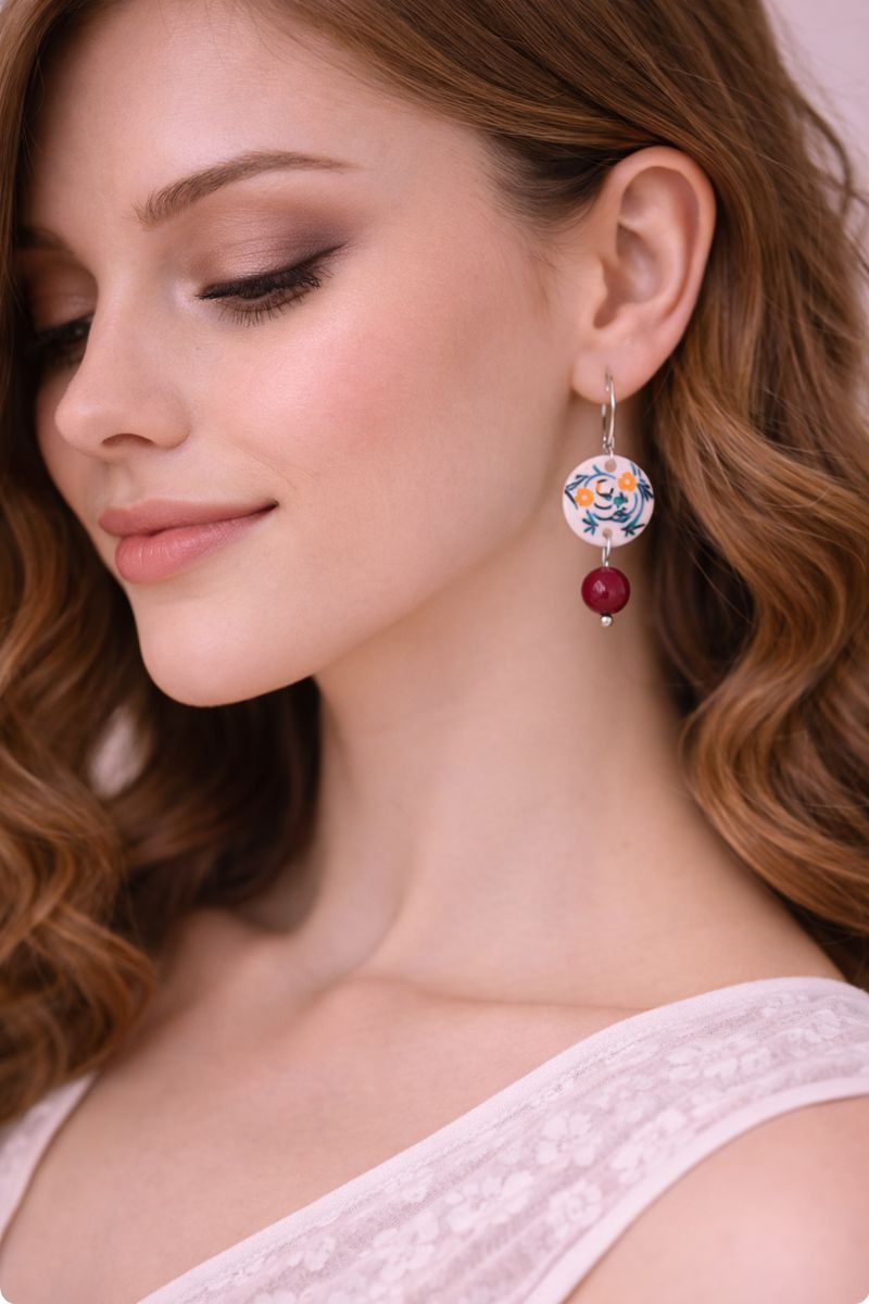 Minakari Earrings Design 1010 – Hand-Painted Persian Enamel Jewelry