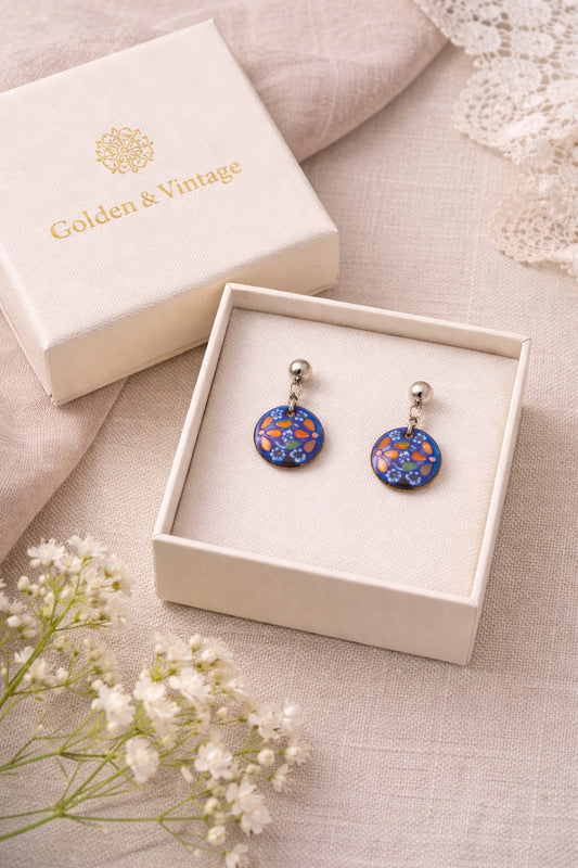 Minakari Earrings Design 1002 – Hand-Painted Persian Enamel Jewelry