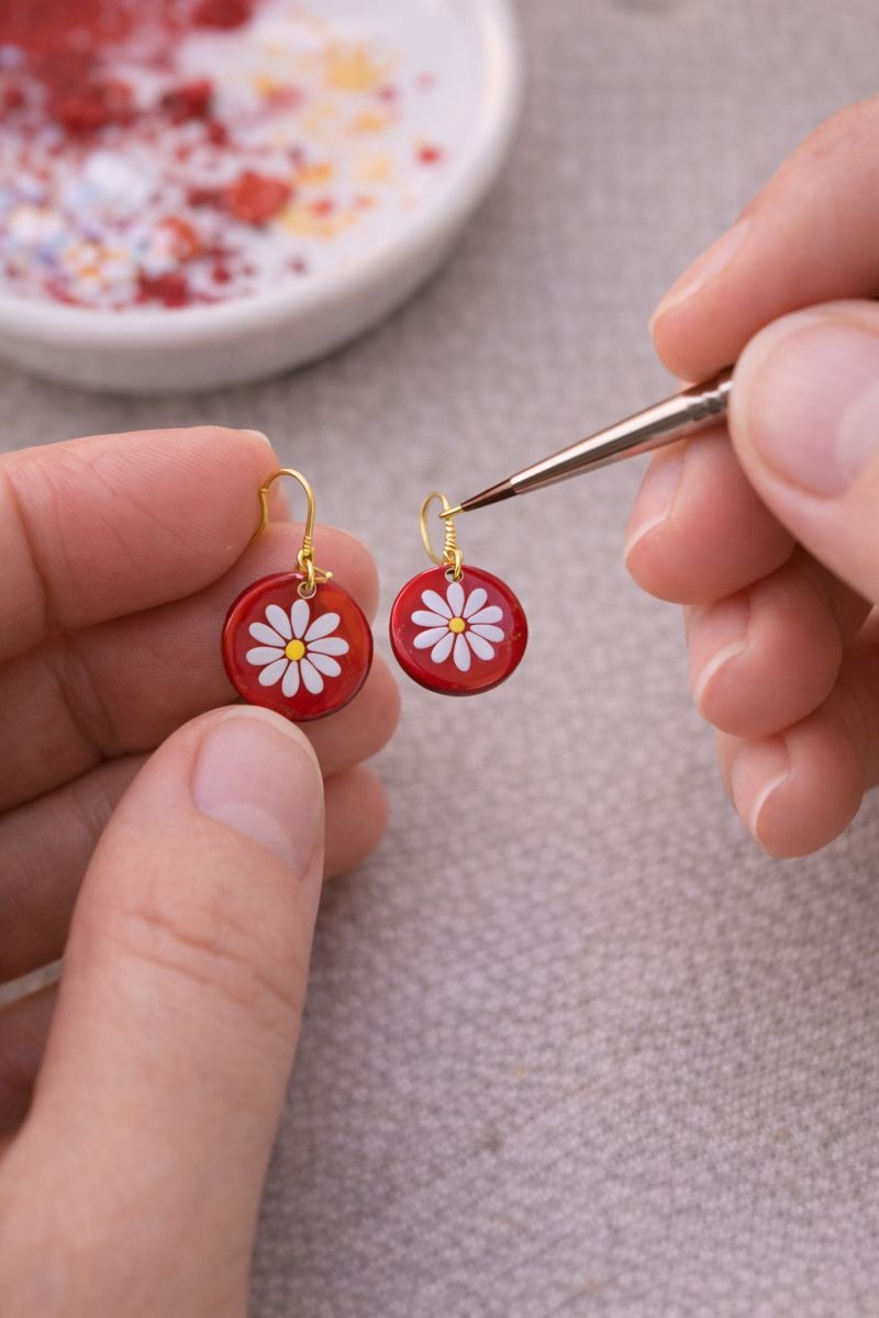 Minakari Earrings Design 1005 – Hand-Painted Persian Enamel Jewelry