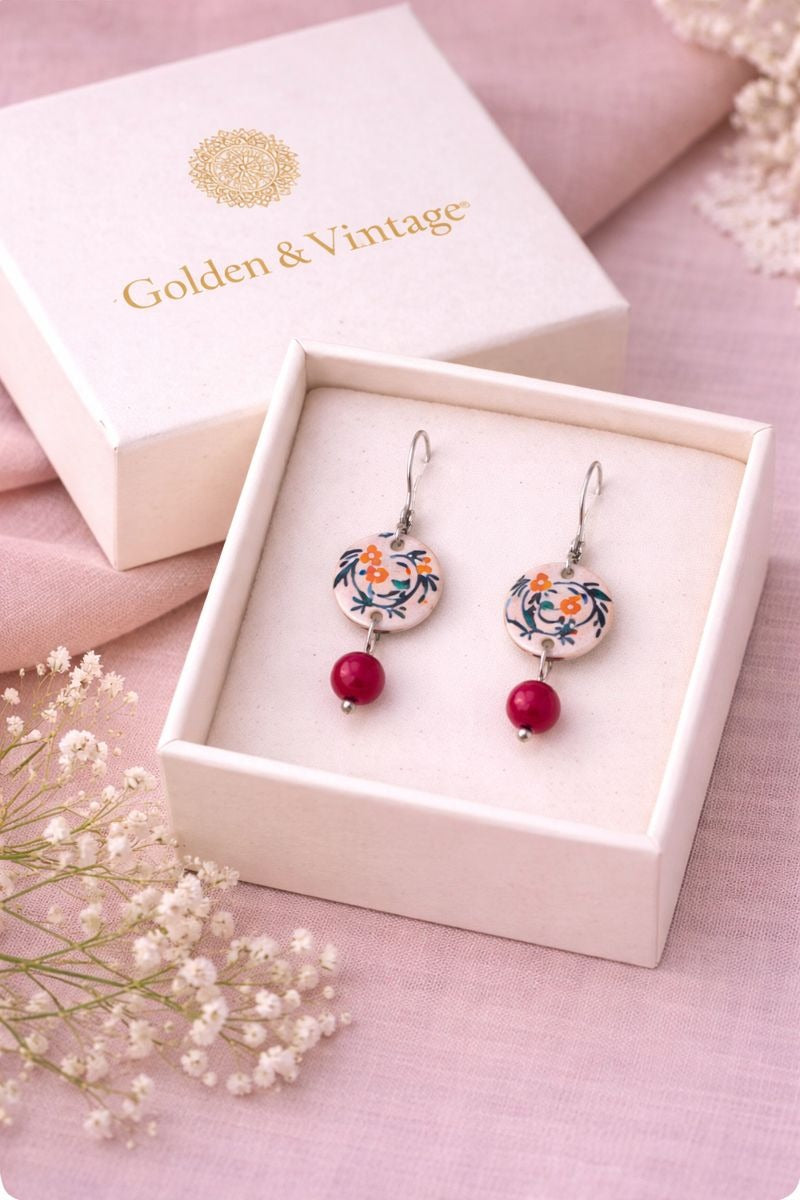 Minakari Earrings Design 1010 – Hand-Painted Persian Enamel Jewelry