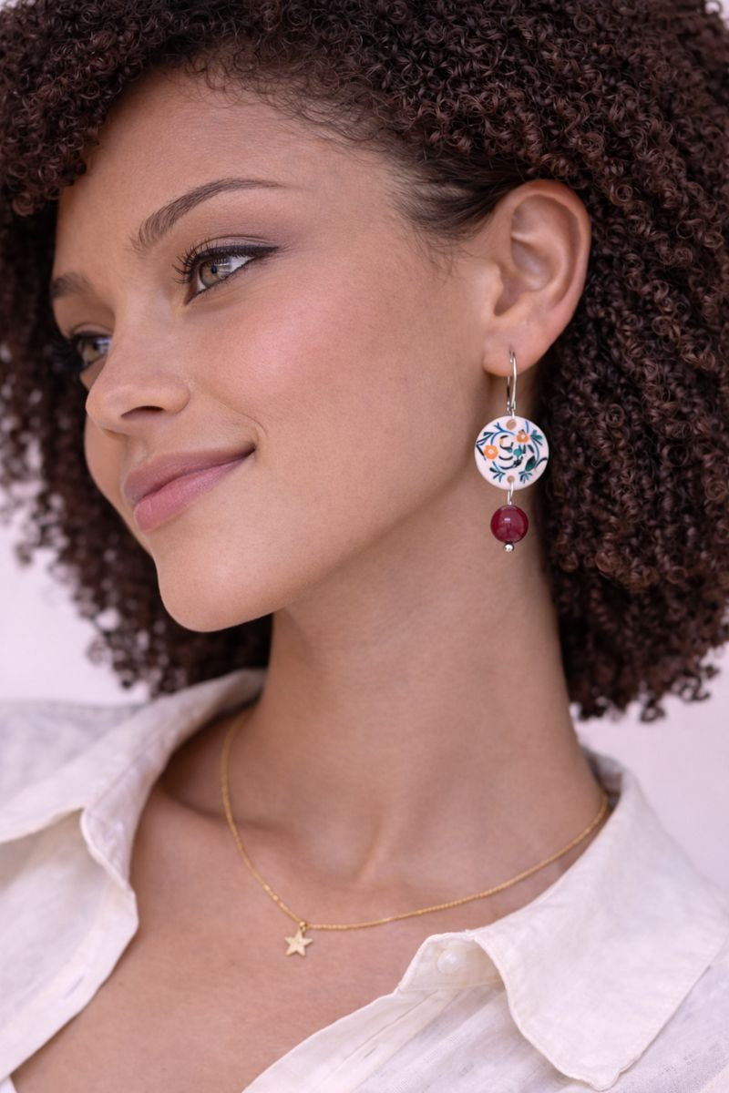 Minakari Earrings Design 1010 – Hand-Painted Persian Enamel Jewelry